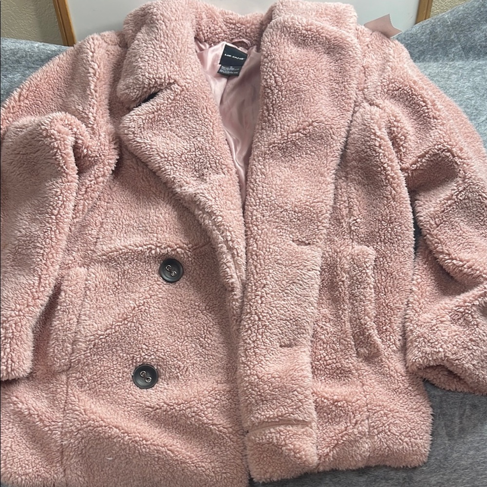 MEJANE Faux Fur Dusty Rose Jacket with button closure size Medium